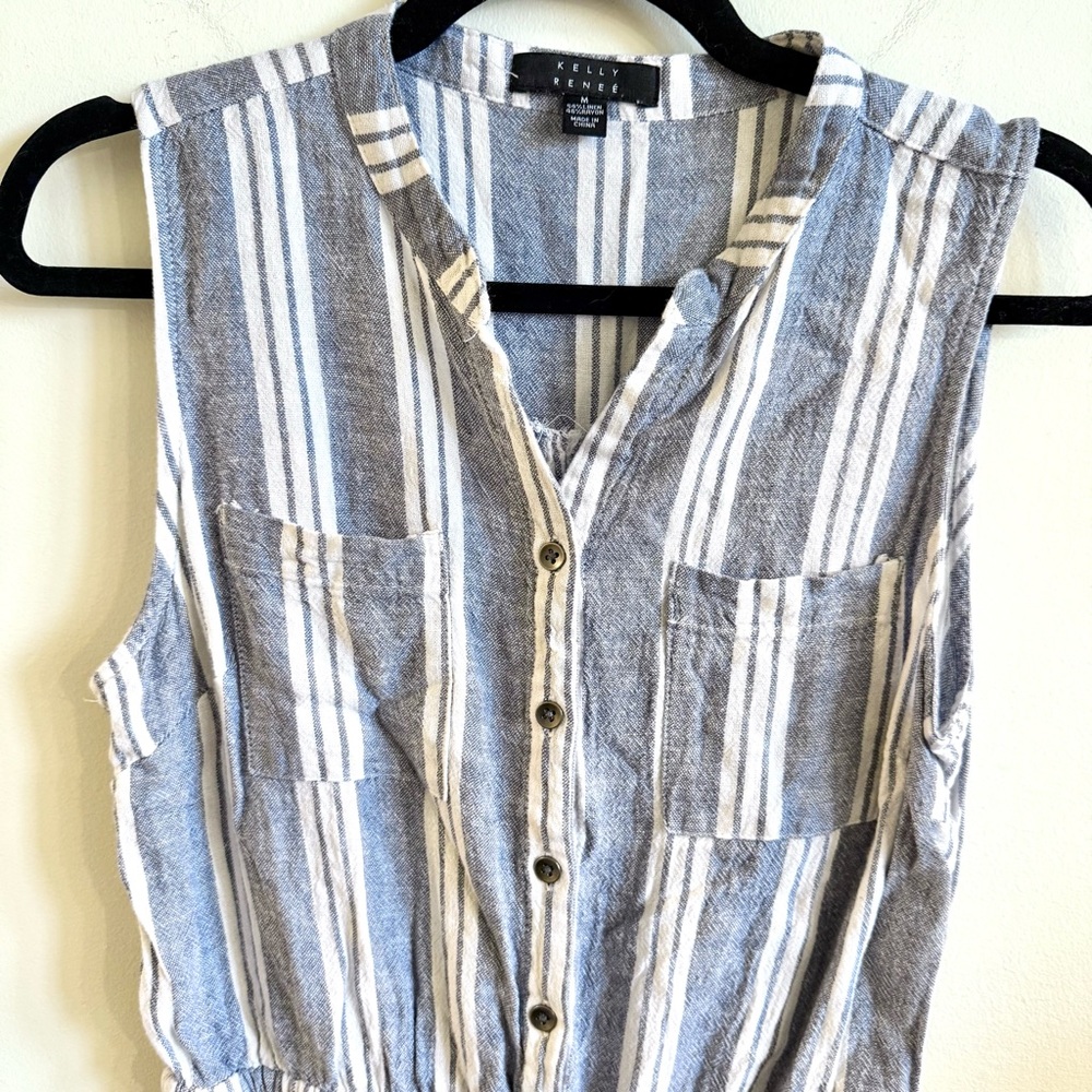 Kelly Reneé Striped Linen Blend Romper - Picture 4 of 6
